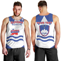 Personalised Slovenia Independence Day Men Tank Top Flag Map With Coat Of Arms - Wonder Print Shop
