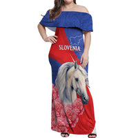 Personalised Balkan Lipizzaner Horse Slovenia Off Shoulder Maxi Dress Carnation Sporty Style - Wonder Print Shop