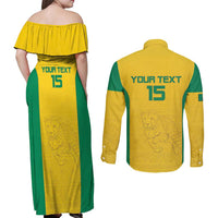 Custom Benin Football Couples Matching Off Shoulder Maxi Dress and Long Sleeve Button Shirt Go Champions Les Guepards - Wonder Print Shop