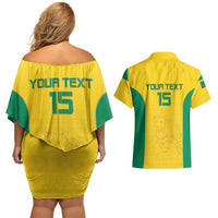 Custom Benin Football Couples Matching Off Shoulder Short Dress and Hawaiian Shirt Go Champions Les Guepards - Wonder Print Shop