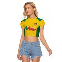Custom Benin Football Raglan Cropped T Shirt Go Champions Les Guepards - Wonder Print Shop
