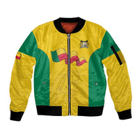 Custom Benin Football Sleeve Zip Bomber Jacket Go Champions Les Guepards - Wonder Print Shop