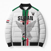 Custom Sudan Football Bomber Puffer Jacket Go Champions Falcons of Jediane - Wonder Print Shop