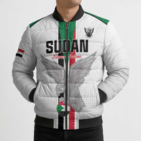 Custom Sudan Football Bomber Puffer Jacket Go Champions Falcons of Jediane - Wonder Print Shop