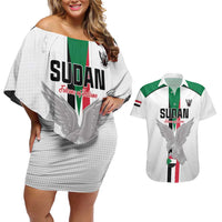 Custom Sudan Football Couples Matching Off Shoulder Short Dress and Hawaiian Shirt Go Champions Falcons of Jediane - Wonder Print Shop