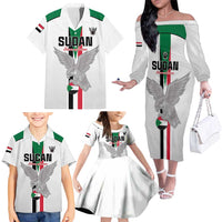 Custom Sudan Football Family Matching Off The Shoulder Long Sleeve Dress and Hawaiian Shirt Go Champions Falcons of Jediane - Wonder Print Shop