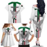 Custom Sudan Football Family Matching Off The Shoulder Long Sleeve Dress and Hawaiian Shirt Go Champions Falcons of Jediane - Wonder Print Shop
