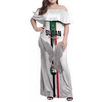 Custom Sudan Football Family Matching Off Shoulder Maxi Dress and Hawaiian Shirt Go Champions Falcons of Jediane - Wonder Print Shop