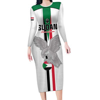 Custom Sudan Football Long Sleeve Bodycon Dress Go Champions Falcons of Jediane - Wonder Print Shop