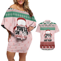 Christmas Story Couples Matching Off Shoulder Short Dress and Hawaiian Shirt You'll Shoot Your Eye Out - Wonder Print Shop