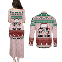Christmas Story Couples Matching Puletasi and Long Sleeve Button Shirt You'll Shoot Your Eye Out - Wonder Print Shop