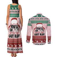 Christmas Story Couples Matching Tank Maxi Dress and Long Sleeve Button Shirt You'll Shoot Your Eye Out - Wonder Print Shop