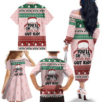 Christmas Story Family Matching Off The Shoulder Long Sleeve Dress and Hawaiian Shirt You'll Shoot Your Eye Out - Wonder Print Shop