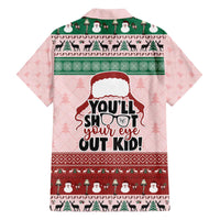 Christmas Story Family Matching Off The Shoulder Long Sleeve Dress and Hawaiian Shirt You'll Shoot Your Eye Out - Wonder Print Shop