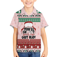 Christmas Story Family Matching Off The Shoulder Long Sleeve Dress and Hawaiian Shirt You'll Shoot Your Eye Out - Wonder Print Shop