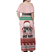 Christmas Story Family Matching Off Shoulder Maxi Dress and Hawaiian Shirt You'll Shoot Your Eye Out - Wonder Print Shop