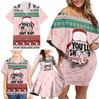 Christmas Story Family Matching Off Shoulder Short Dress and Hawaiian Shirt You'll Shoot Your Eye Out - Wonder Print Shop