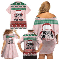 Christmas Story Family Matching Off Shoulder Short Dress and Hawaiian Shirt You'll Shoot Your Eye Out - Wonder Print Shop