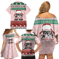 Christmas Story Family Matching Off Shoulder Short Dress and Hawaiian Shirt You'll Shoot Your Eye Out - Wonder Print Shop