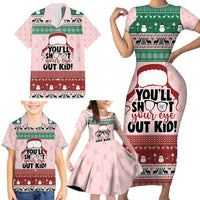 Christmas Story Family Matching Short Sleeve Bodycon Dress and Hawaiian Shirt You'll Shoot Your Eye Out - Wonder Print Shop