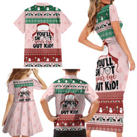 Christmas Story Family Matching Short Sleeve Bodycon Dress and Hawaiian Shirt You'll Shoot Your Eye Out - Wonder Print Shop