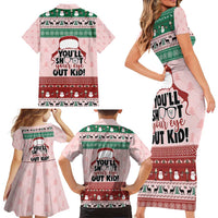 Christmas Story Family Matching Short Sleeve Bodycon Dress and Hawaiian Shirt You'll Shoot Your Eye Out - Wonder Print Shop