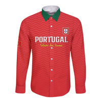 Custom Portugal Football Long Sleeve Button Shirt Never Back Down 2026
