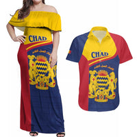 Personalised Chad Couples Matching Off Shoulder Maxi Dress and Hawaiian Shirt Coat Of Arms - African Pattern