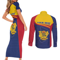 Personalised Chad Couples Matching Short Sleeve Bodycon Dress and Long Sleeve Button Shirt Coat Of Arms - African Pattern