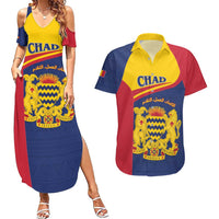 Personalised Chad Couples Matching Summer Maxi Dress and Hawaiian Shirt Coat Of Arms - African Pattern