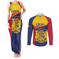 Personalised Chad Couples Matching Tank Maxi Dress and Long Sleeve Button Shirt Coat Of Arms - African Pattern