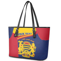Personalised Chad Leather Tote Bag Coat Of Arms - African Pattern
