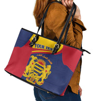 Personalised Chad Leather Tote Bag Coat Of Arms - African Pattern