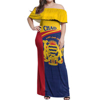 Personalised Chad Off Shoulder Maxi Dress Coat Of Arms - African Pattern