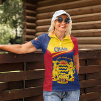 Personalised Chad Women Polo Shirt Coat Of Arms - African Pattern