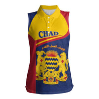 Personalised Chad Women Sleeveless Polo Shirt Coat Of Arms - African Pattern