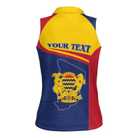 Personalised Chad Women Sleeveless Polo Shirt Coat Of Arms - African Pattern