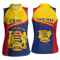 Personalised Chad Women Sleeveless Polo Shirt Coat Of Arms - African Pattern