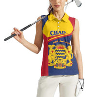 Personalised Chad Women Sleeveless Polo Shirt Coat Of Arms - African Pattern