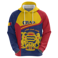 Personalised Chad Zip Hoodie Coat Of Arms - African Pattern
