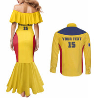 Custom Chad Football Couples Matching Mermaid Dress and Long Sleeve Button Shirt Allez Les Sao