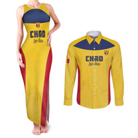 Custom Chad Football Couples Matching Tank Maxi Dress and Long Sleeve Button Shirt Allez Les Sao
