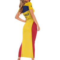 Custom Chad Football Family Matching Short Sleeve Bodycon Dress and Hawaiian Shirt Allez Les Sao