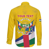 Personalised Central African Republic Independence Day Family Matching Mermaid Dress and Hawaiian Shirt Coat Of Arms Proteas