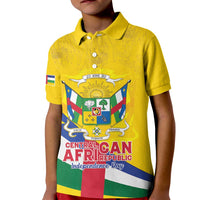 Personalised Central African Republic Independence Day Kid Polo Shirt Coat Of Arms Proteas