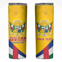 Personalised Central African Republic Independence Day Skinny Tumbler Coat Of Arms Proteas