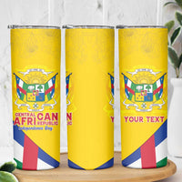 Personalised Central African Republic Independence Day Skinny Tumbler Coat Of Arms Proteas