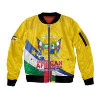 Personalised Central African Republic Independence Day Sleeve Zip Bomber Jacket Coat Of Arms Proteas