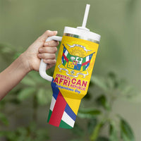Personalised Central African Republic Independence Day Tumbler With Handle Coat Of Arms Proteas