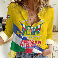 Personalised Central African Republic Independence Day Women Casual Shirt Coat Of Arms Proteas